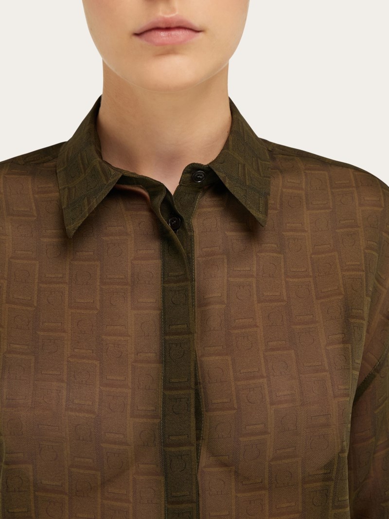 Ferragamo | Women's Monogram Shirt - Olive Green