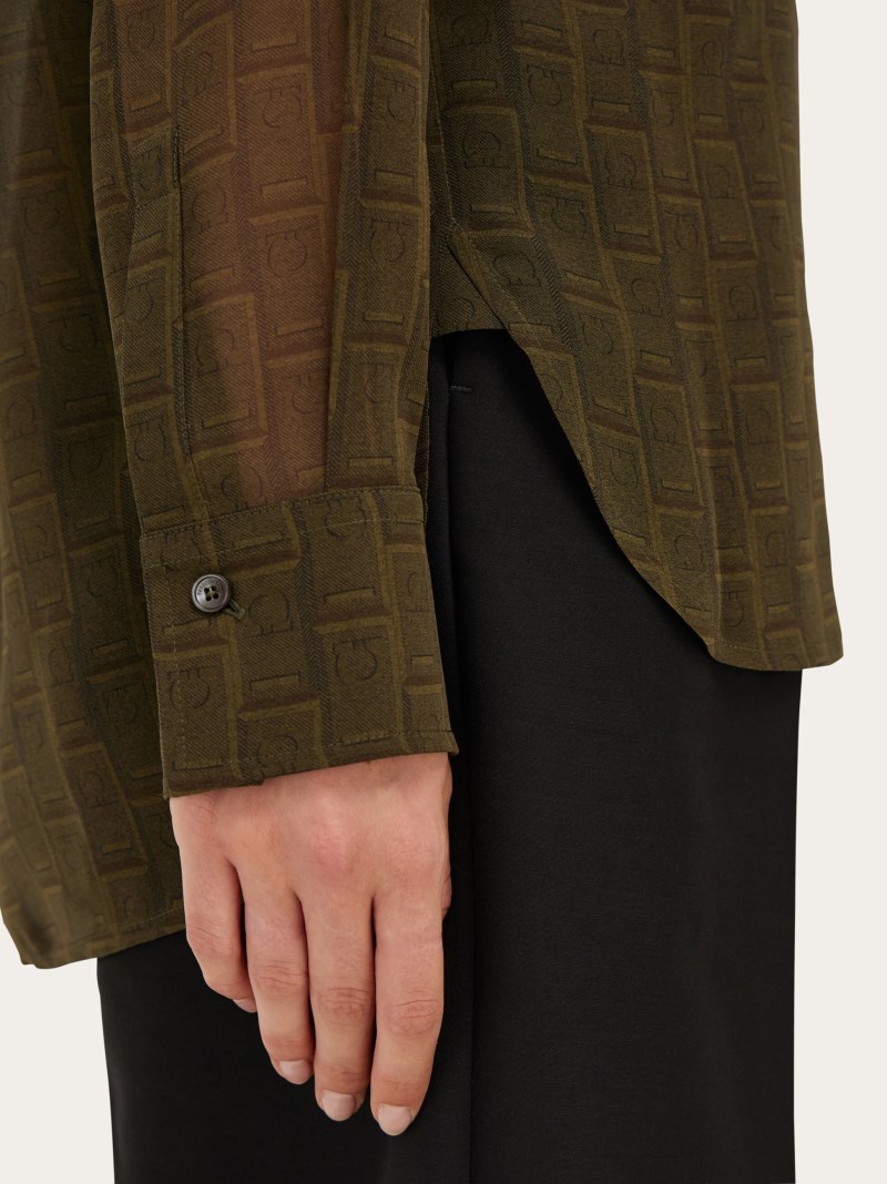 Ferragamo | Women's Monogram Shirt - Olive Green