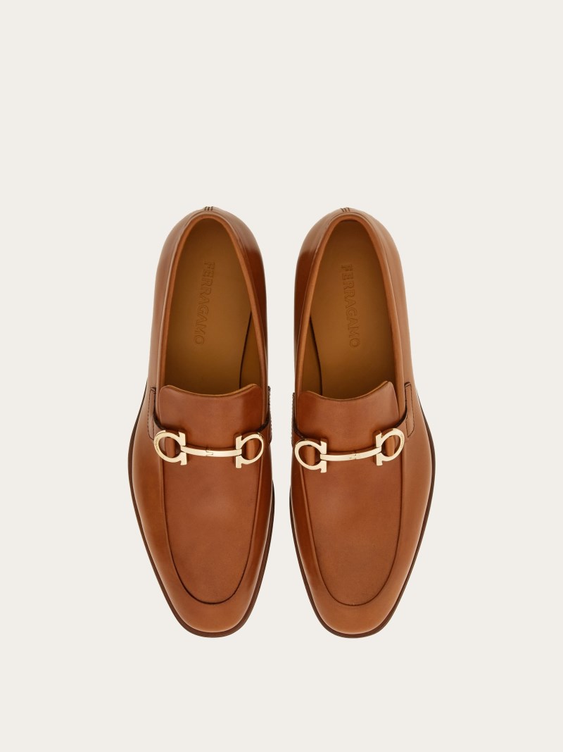 Ferragamo | Men's Moccasin With Gancini Ornament - Brown