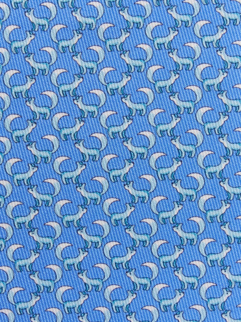 Ferragamo | Men's Paw Print Silk Tie - Light Blue