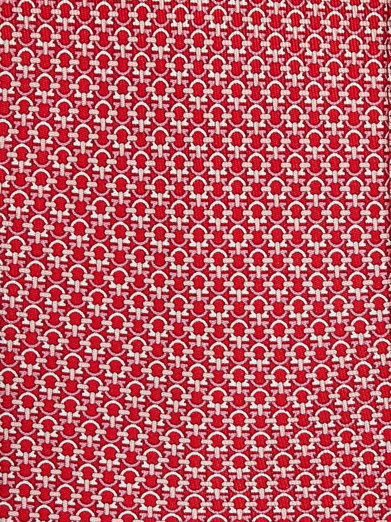 Ferragamo | Men's Gancini Print Silk Tie - Red/Pink