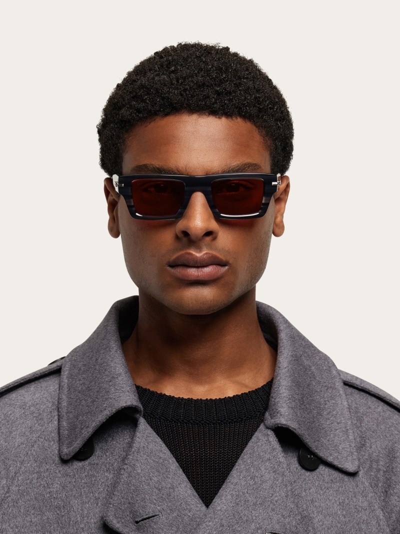 Ferragamo | Men's Sunglasses - Grey/Red Wine
