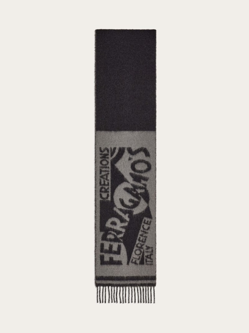 Ferragamo | Men's Venna Logo Scarf - Charcoal/Grey