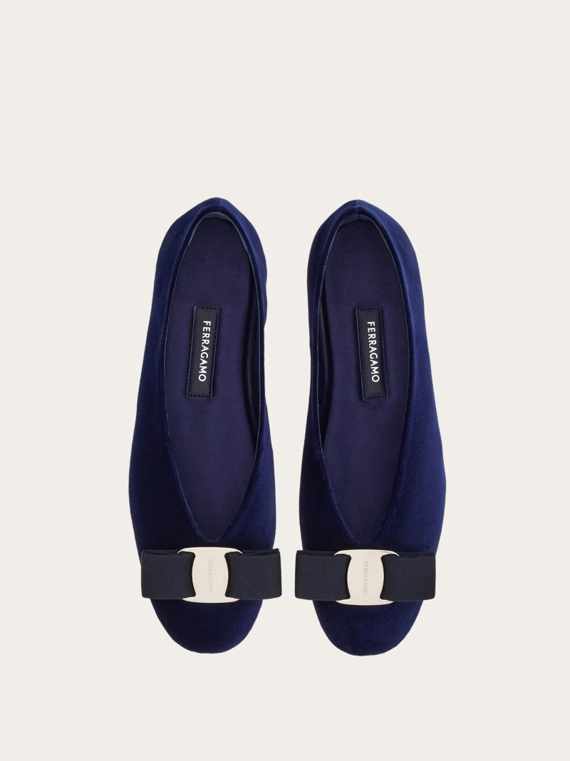 Ferragamo | Women's Vara Bow Ballet Flat - Oxford Blue