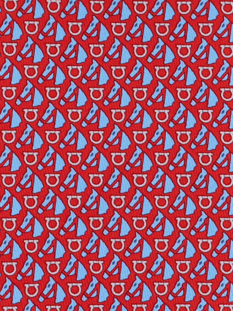Ferragamo | Men's Equestrian Print Silk Tie - Red