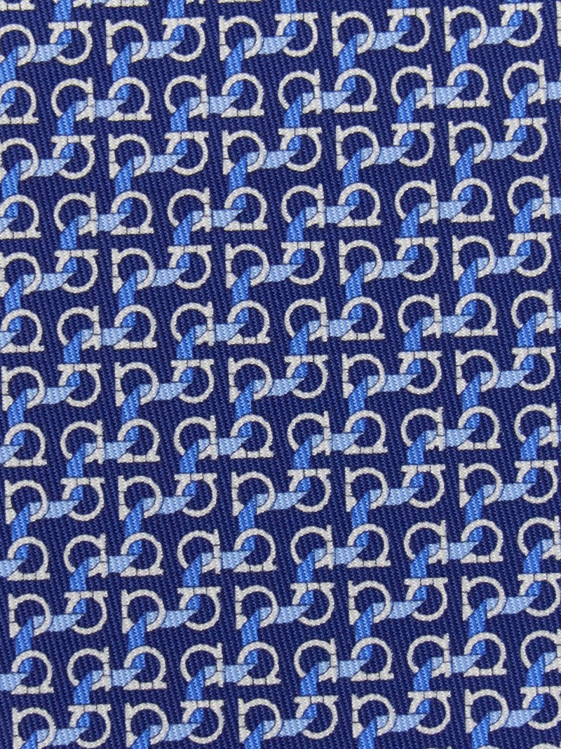 Ferragamo | Men's String Print Silk Tie - Navy Blue