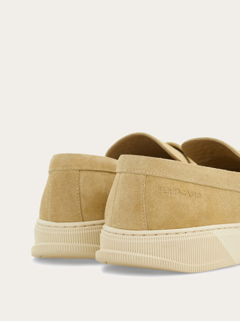 Ferragamo | Men's Hybrid Sneaker With Hug Buckle - Stone