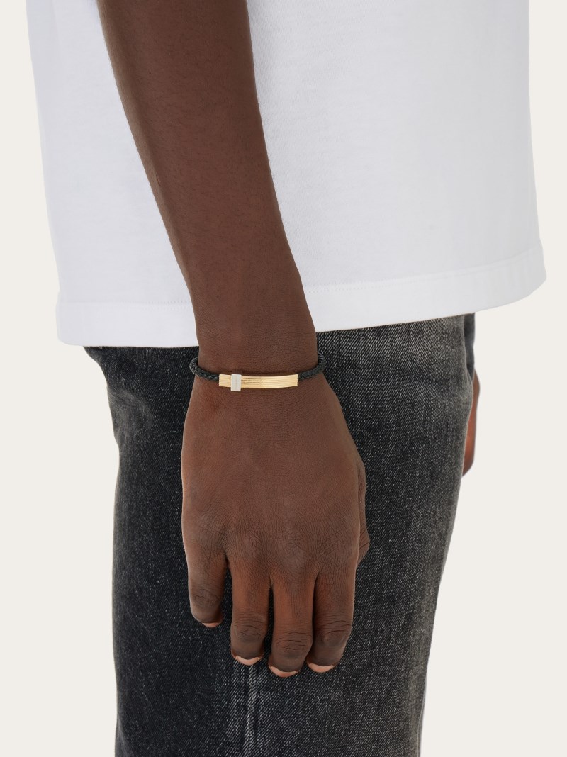 Ferragamo | Men's Braided Bracelet With Band - Black (Size M)
