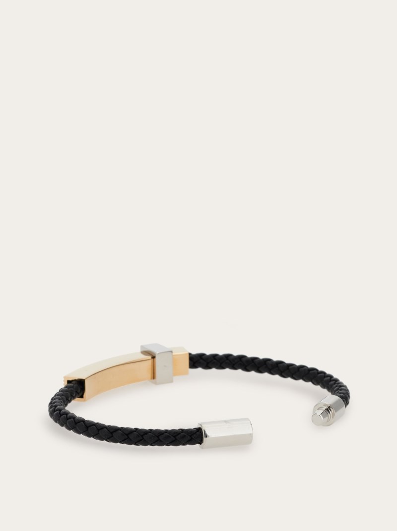 Ferragamo | Men's Braided Bracelet With Band - Black (Size M)