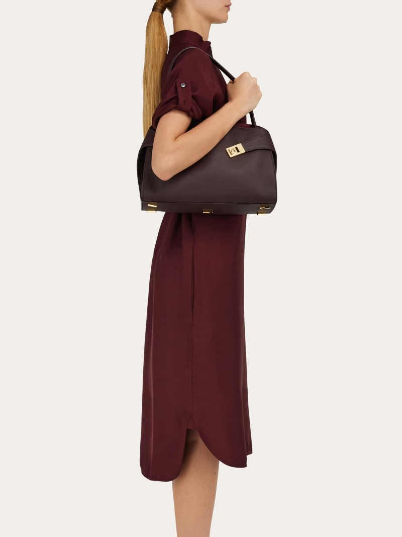 Ferragamo | Women's Hug Soft Bicolor Shoulder Bag - Oxblood