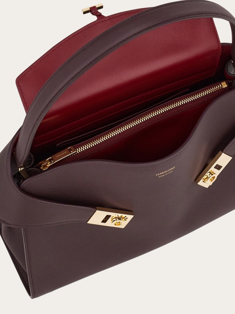 Ferragamo | Women's Hug Soft Bicolor Shoulder Bag - Oxblood