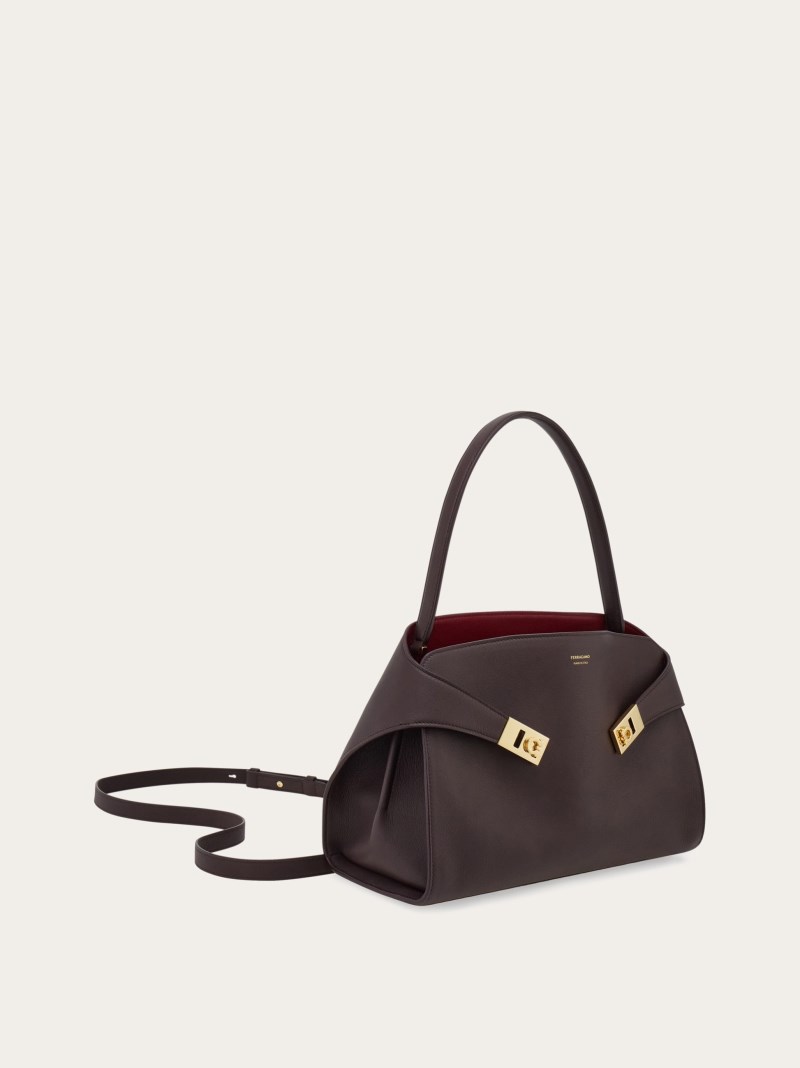 Ferragamo | Women's Hug Soft Bicolor Shoulder Bag - Oxblood