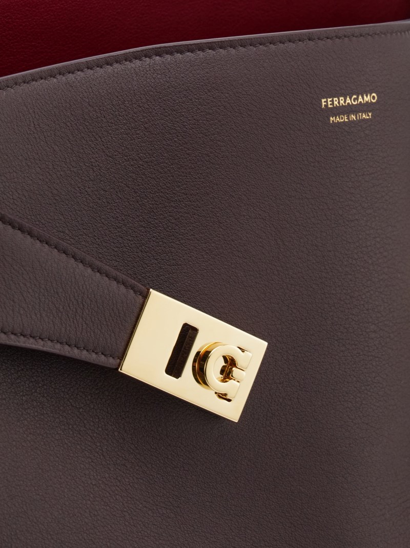 Ferragamo | Women's Hug Soft Bicolor Shoulder Bag - Oxblood