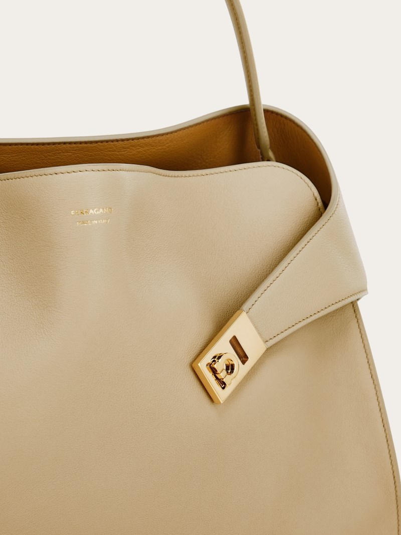 Ferragamo | Women's Hug Soft Bicolor Shoulder Bag - Stone