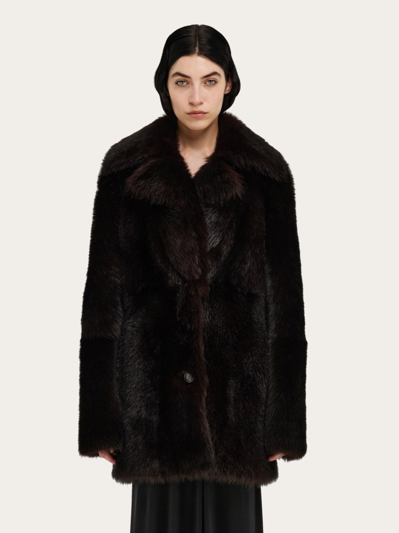 Ferragamo | Women's Shearling Coat - Dark Brown