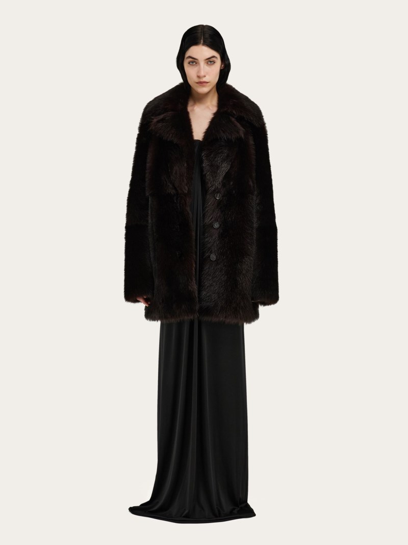 Ferragamo | Women's Shearling Coat - Dark Brown