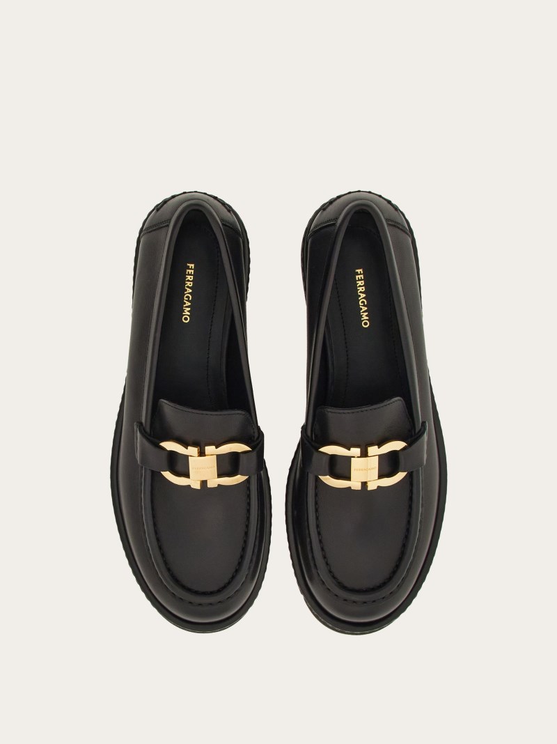 Ferragamo | Women's Moccasin With Gancini Ornament - Black