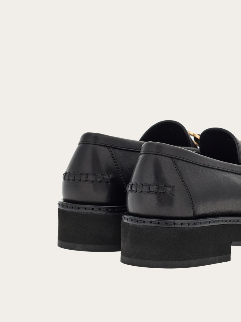 Ferragamo | Women's Moccasin With Gancini Ornament - Black