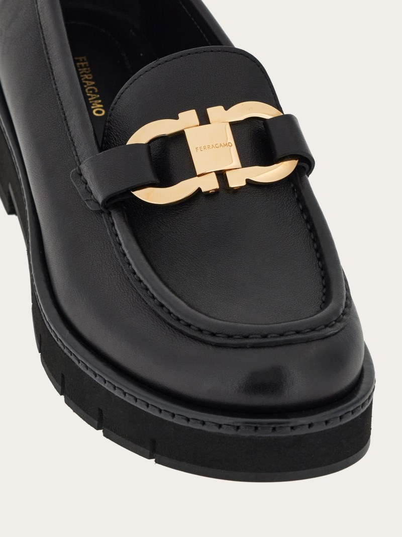Ferragamo | Women's Moccasin With Gancini Ornament - Black
