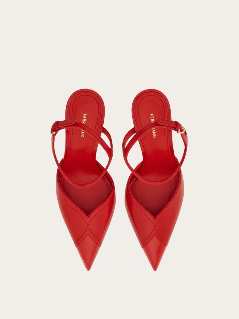 Ferragamo | Women's Pump With Contrasting Inlays - Flame Red