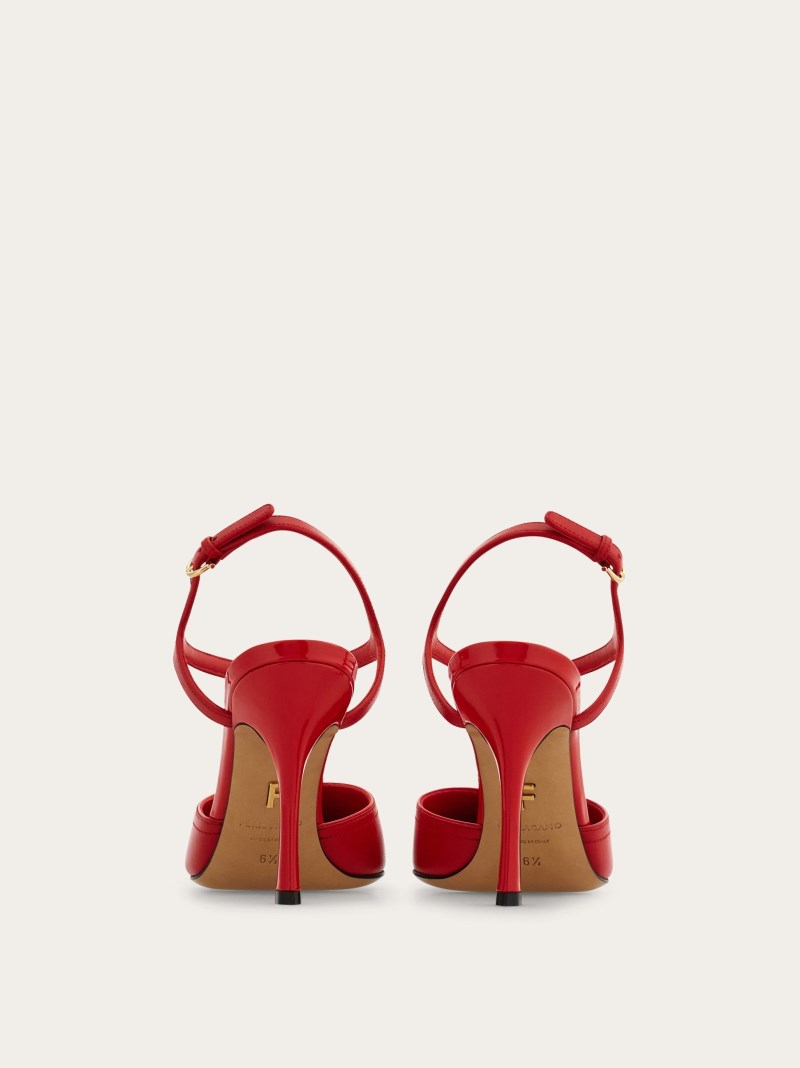 Ferragamo | Women's Pump With Contrasting Inlays - Flame Red