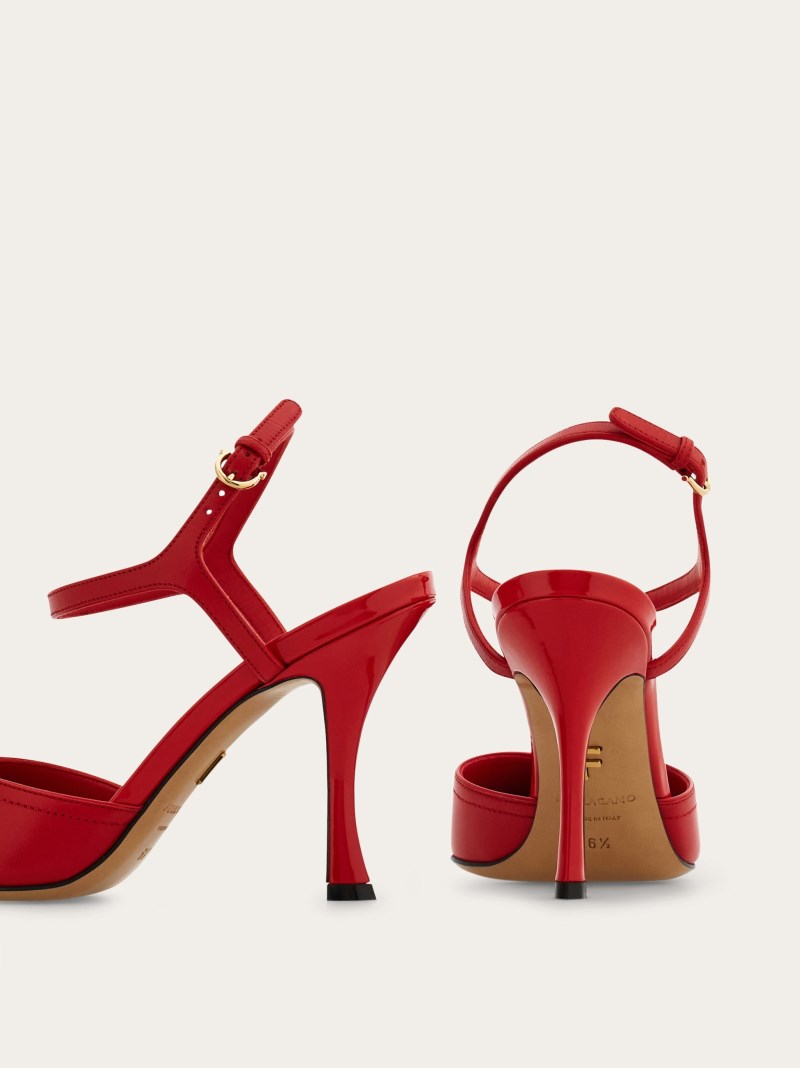 Ferragamo | Women's Pump With Contrasting Inlays - Flame Red