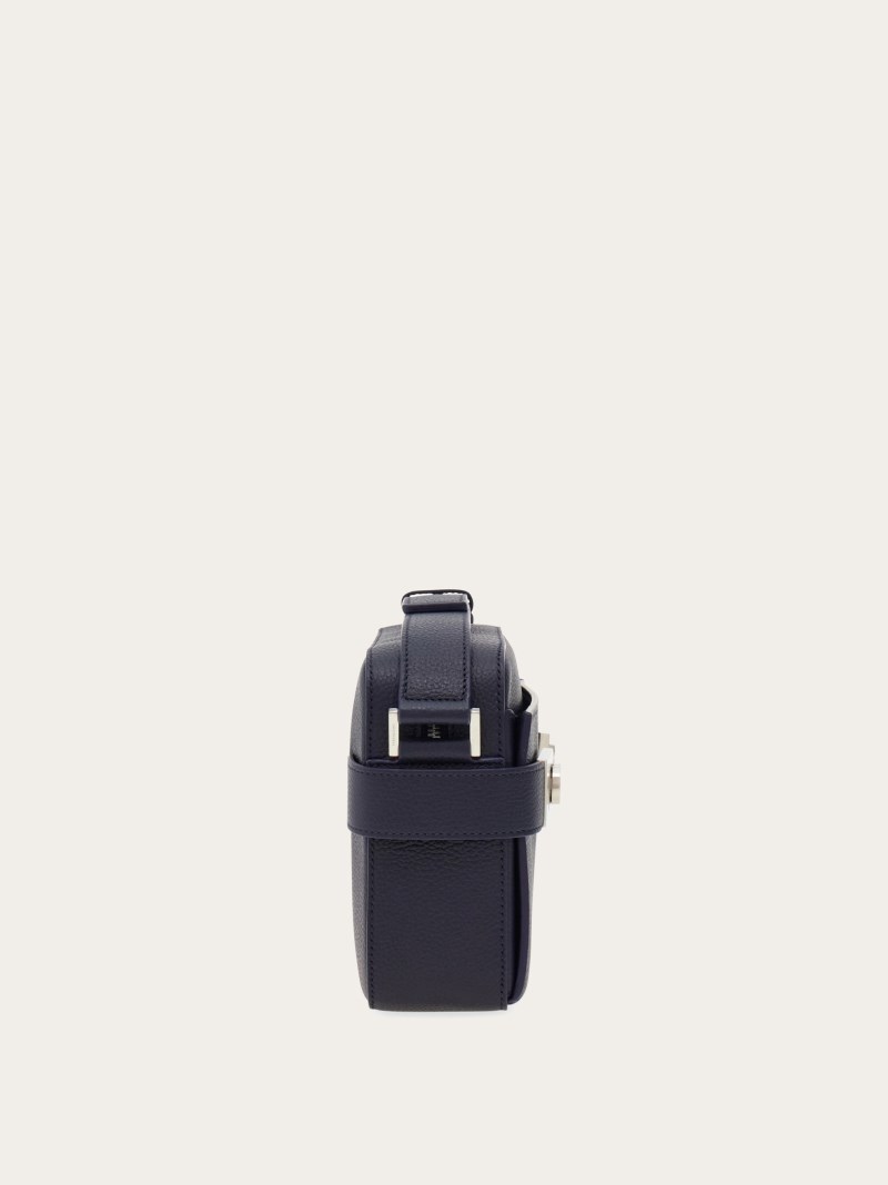 Ferragamo | Men's Shoulder Bag With Gancini Buckles - Midnight Blue