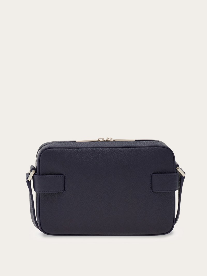 Ferragamo | Men's Shoulder Bag With Gancini Buckles - Midnight Blue