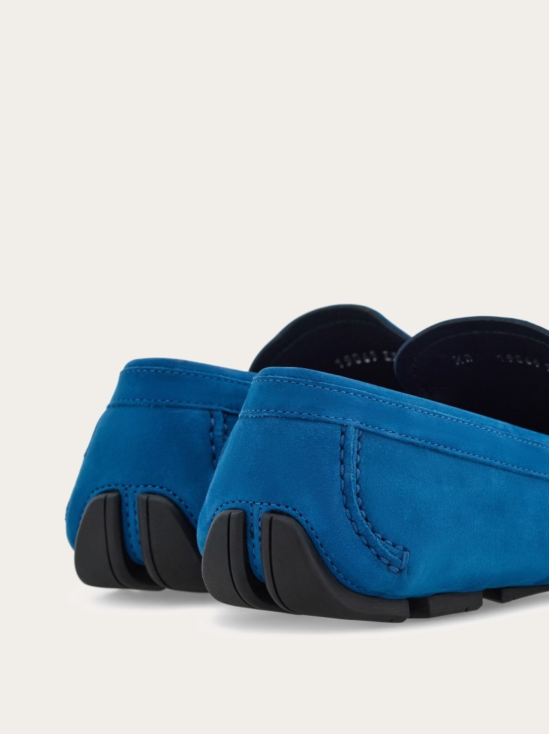 Ferragamo | Men's Driver With Gancini Ornament - Teal Blue