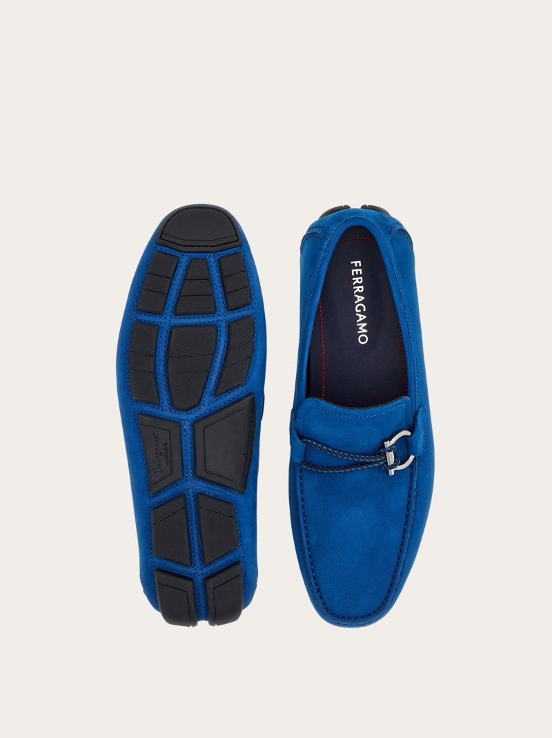 Ferragamo | Men's Driver With Gancini Ornament - Teal Blue