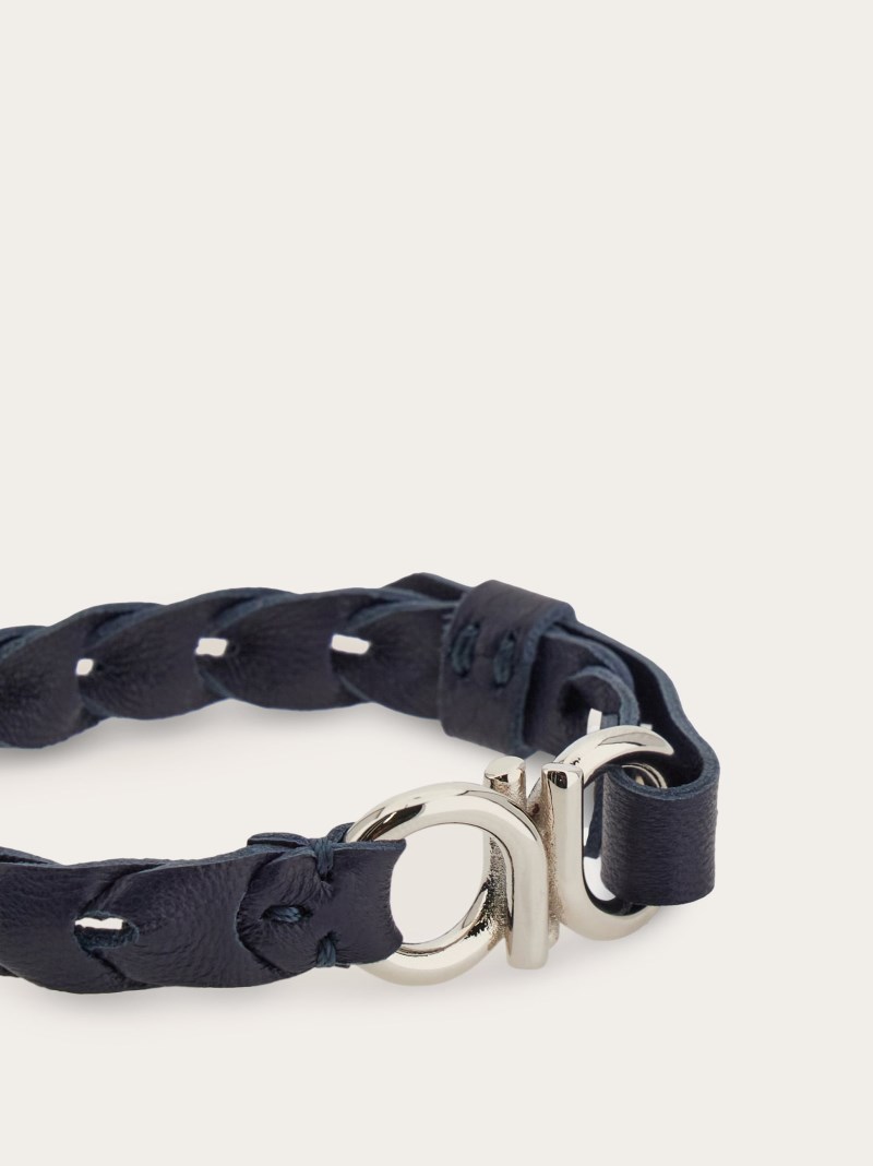 Ferragamo | Men's Braided Gancini Bracelet - New Navy Blue