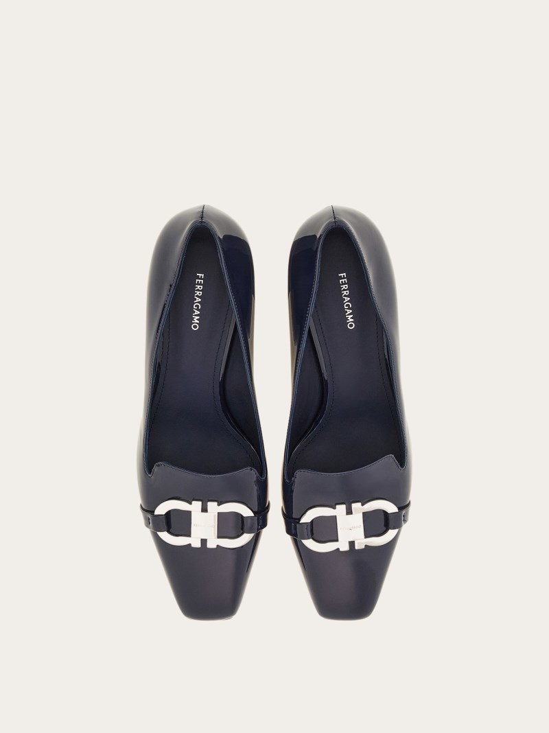 Ferragamo | Women's Pump With Gancini Ornament - Midnight Blue
