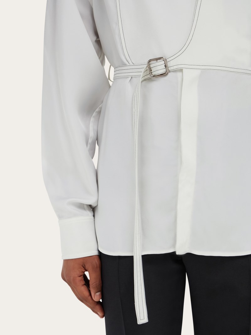 Ferragamo | Men's Bib Detail Shirt - Mascarpone