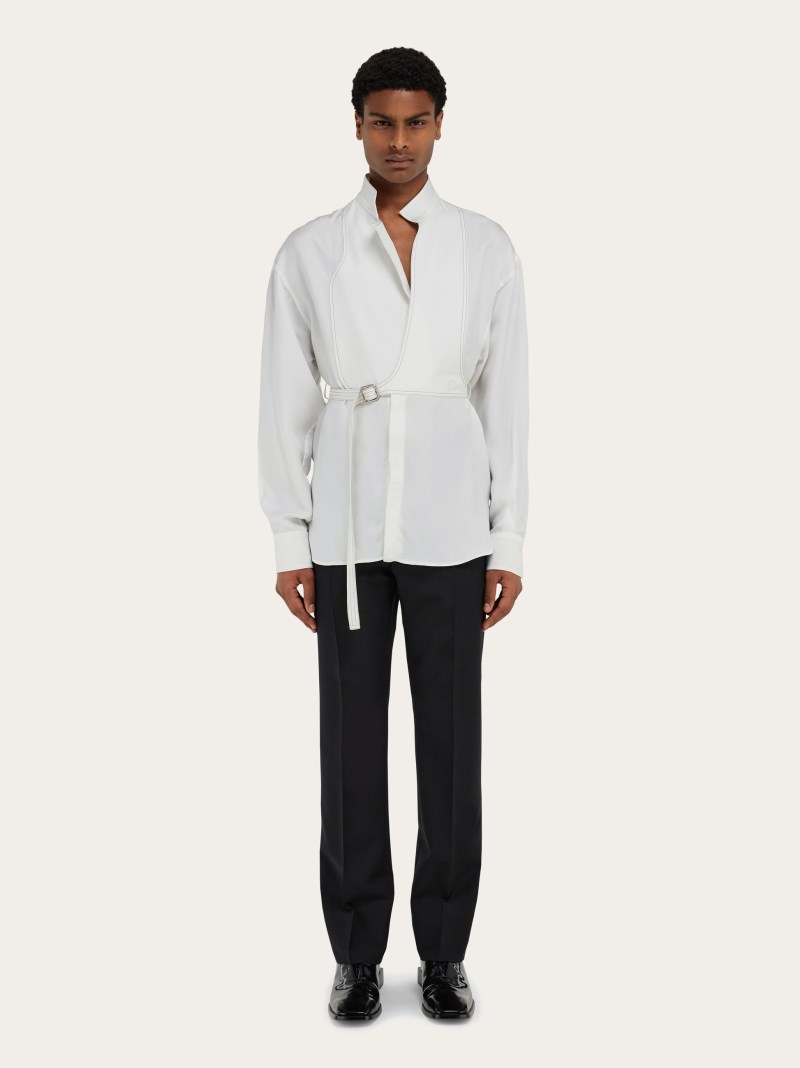 Ferragamo | Men's Bib Detail Shirt - Mascarpone