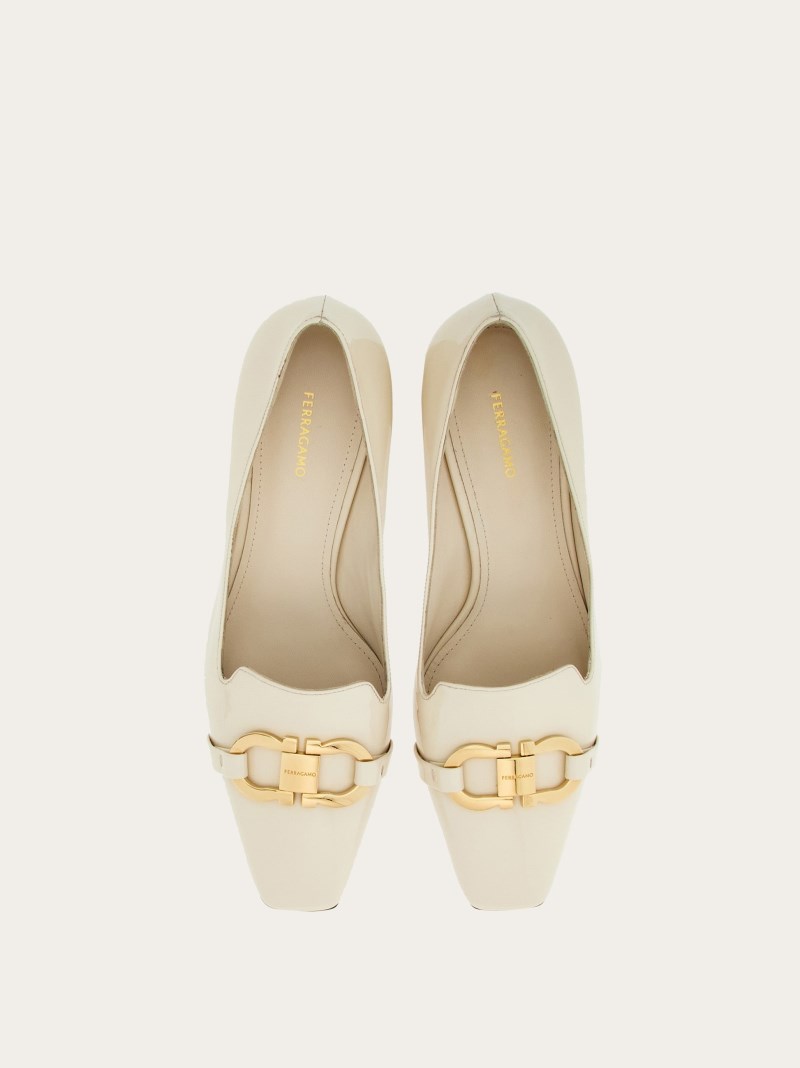 Ferragamo | Women's Pump With Gancini Ornament - Mascarpone