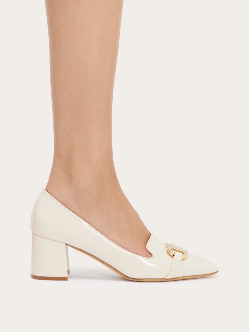 Ferragamo | Women's Pump With Gancini Ornament - Mascarpone