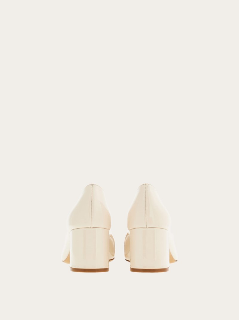 Ferragamo | Women's Pump With Gancini Ornament - Mascarpone