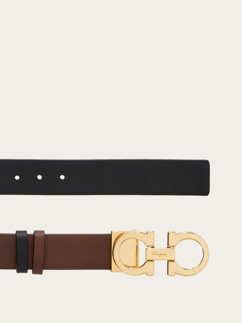 Ferragamo | Women's Reversible And Adjustable Gancini Belt - Cocoa/Black