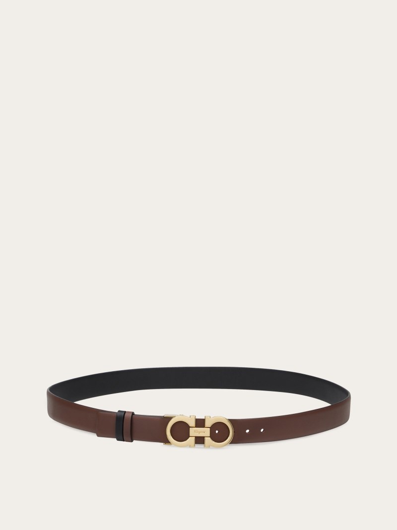 Ferragamo | Women's Reversible And Adjustable Gancini Belt - Cocoa/Black