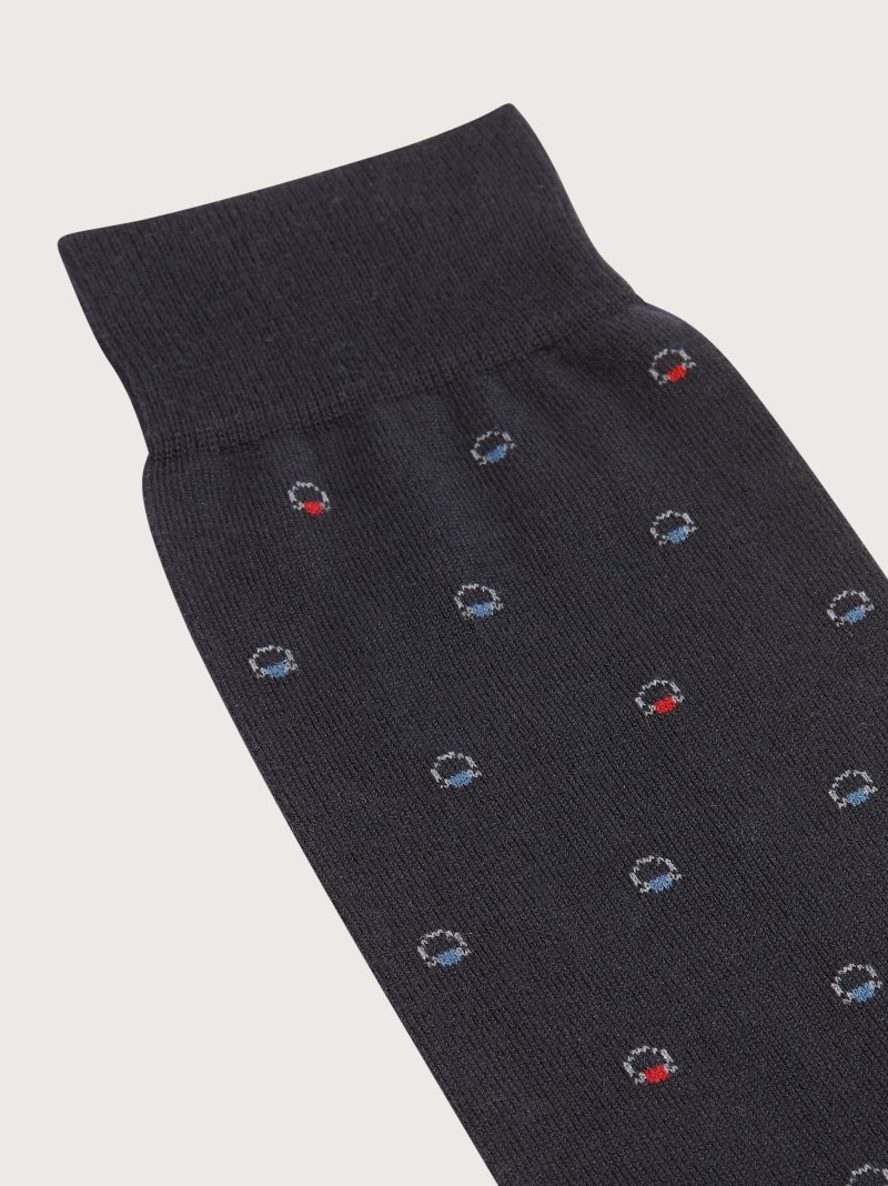 Ferragamo | Men's Medium Gancini Jacquard Sock - Blue