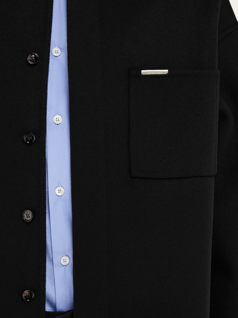 Ferragamo | Men's Cashmere-Blend Overshirt - Black