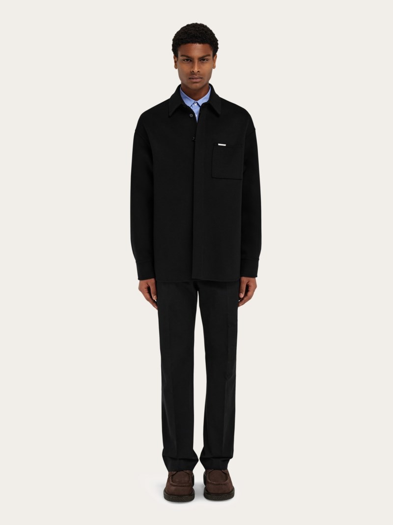 Ferragamo | Men's Cashmere-Blend Overshirt - Black