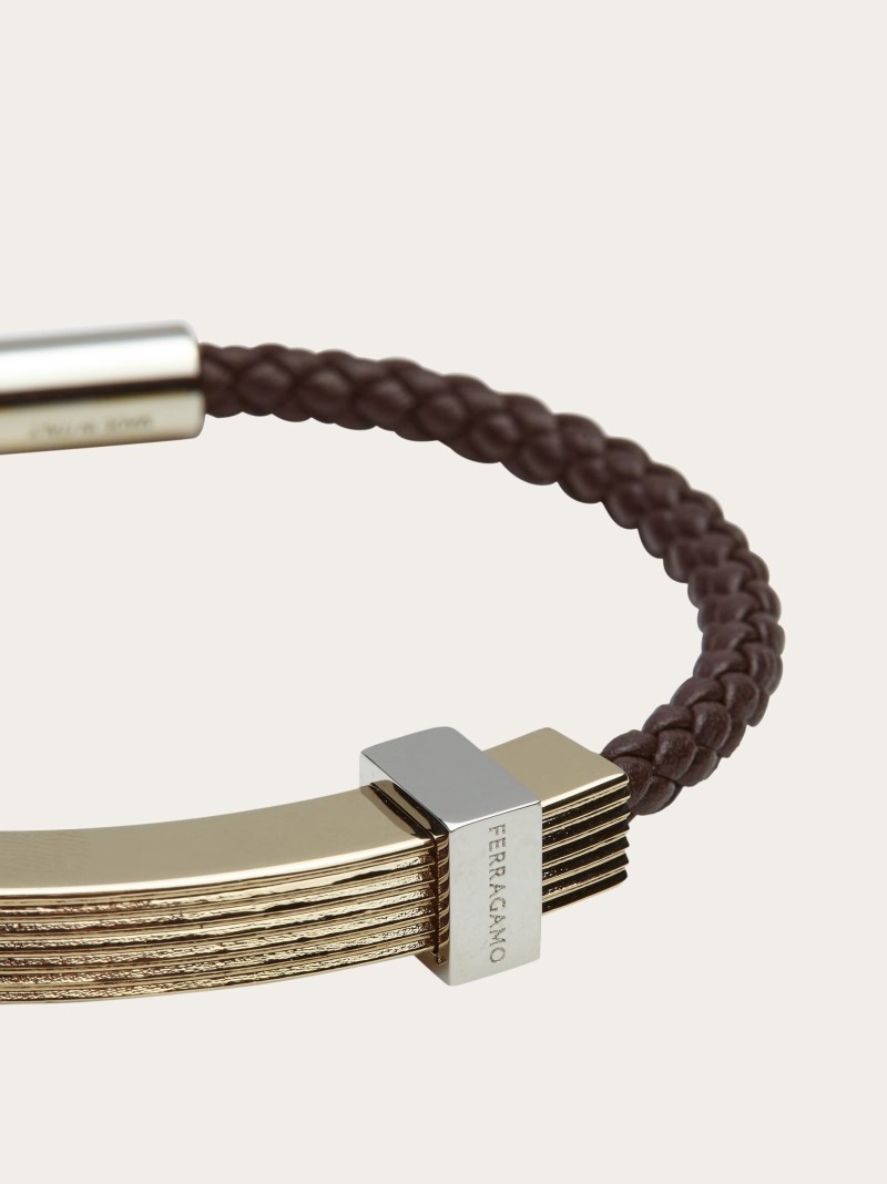Ferragamo | Men's Braided Bracelet With Band - Testa Di Moro (Size M)
