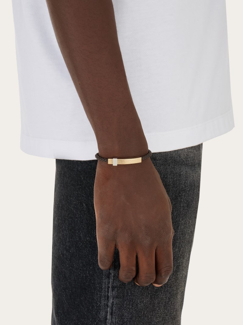 Ferragamo | Men's Braided Bracelet With Band - Testa Di Moro (Size M)