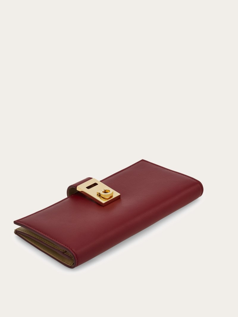 Ferragamo | Women's Hug Continental Wallet - Bourgogne/Stone