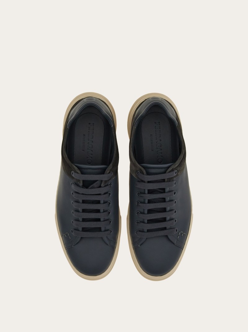 Ferragamo | Men's Low Cut Sneaker - Stromboli Sand/Cocoa