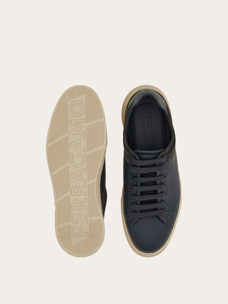Ferragamo | Men's Low Cut Sneaker - Stromboli Sand/Cocoa