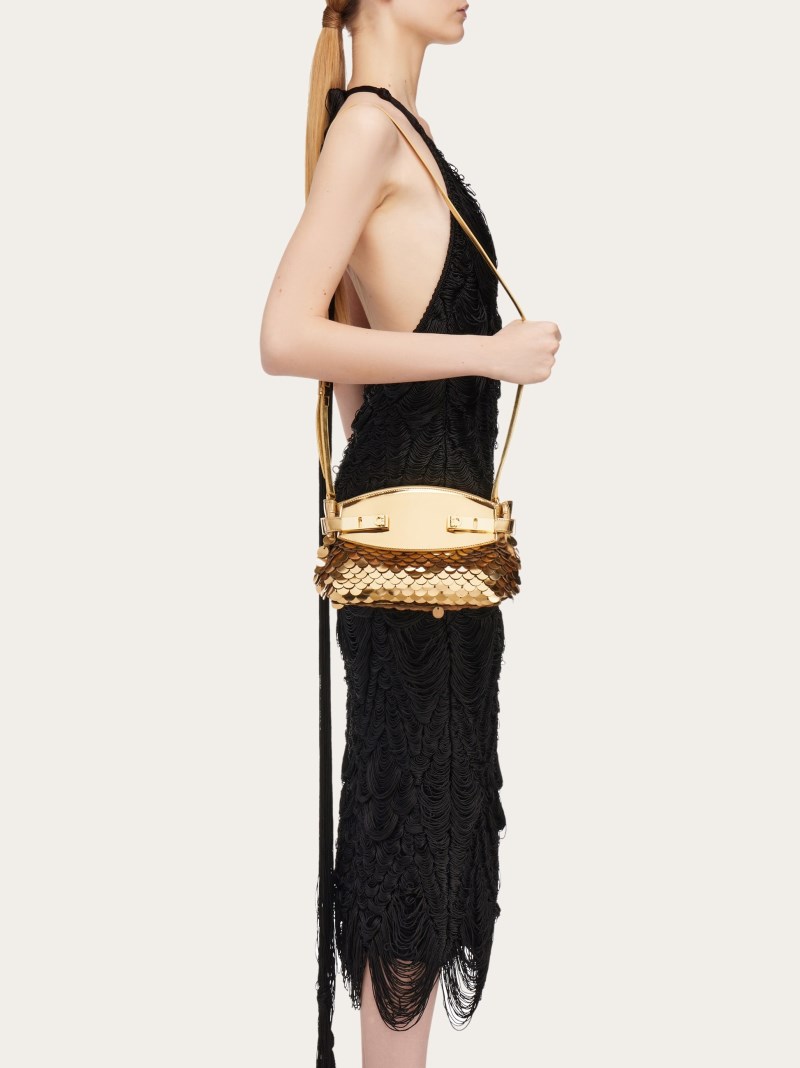 Ferragamo | Women's Hug Soft Crossbody Bag With Sequins - Gold