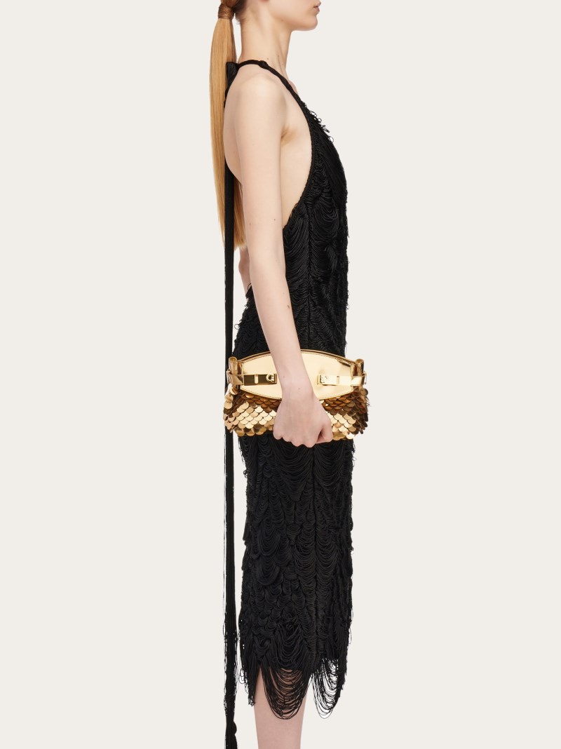 Ferragamo | Women's Hug Soft Crossbody Bag With Sequins - Gold