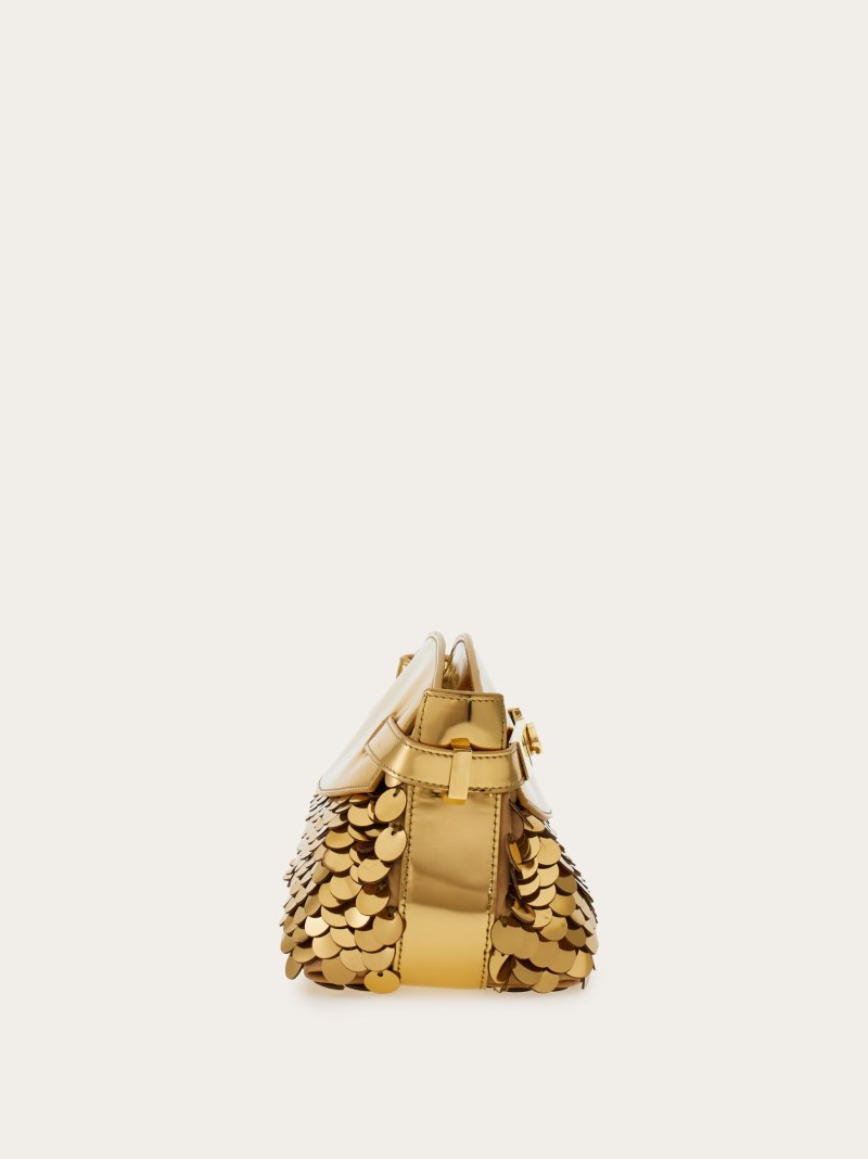 Ferragamo | Women's Hug Soft Crossbody Bag With Sequins - Gold